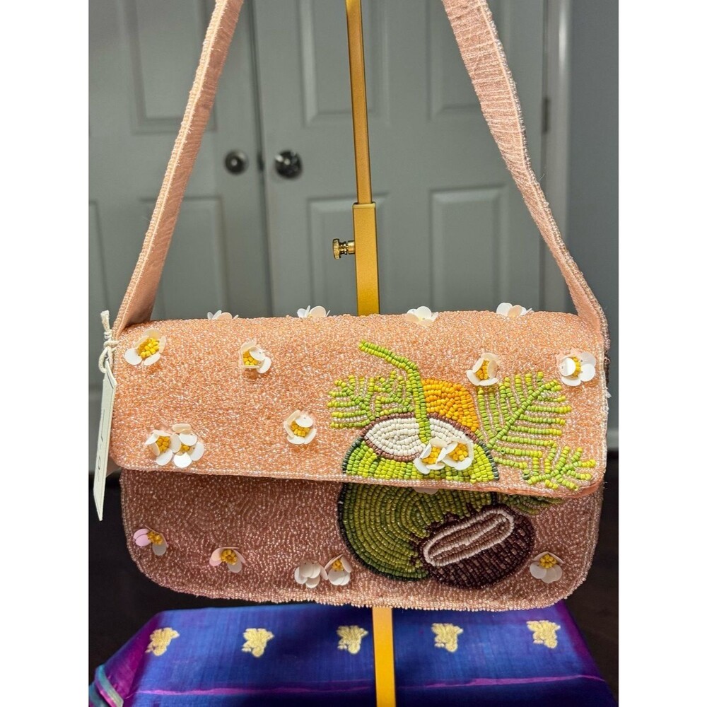 NWT Sol and Mer Beaded Coconut Bag Pink Viral TJ Maxx